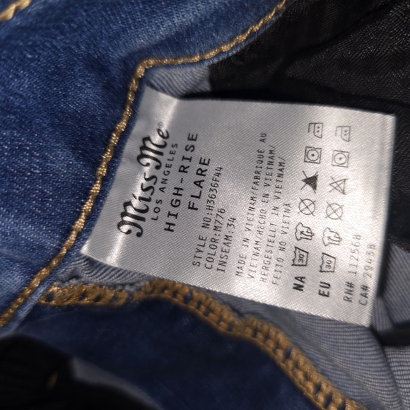 Miss Me Jeans High Rise Flare Wide Leg Pinstripe Jeans - Picture 4 of 5